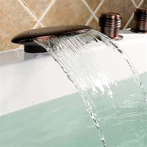 Luxury Clam Oil Rubbed Bronze Deck Mounted Roman Tub Waterfall Faucet