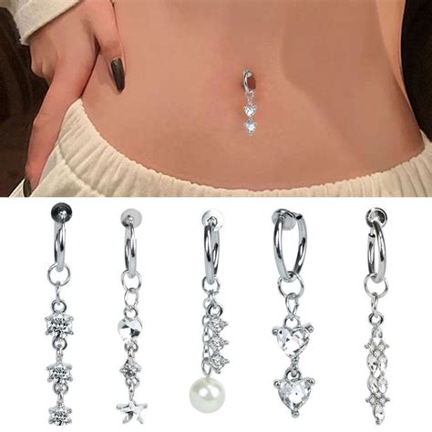 Acero Body Jewelry Fake Belly Piercing Umbilical Ombligo Falso Anillo