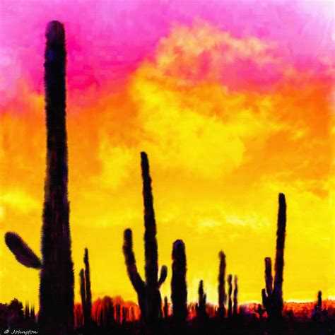 Painting Of Saguaro Cactus Arizona Sunset Painting Painting Of