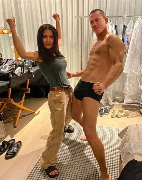 Salma Hayek Bumps Crotches With Topless Co Star In Racy Behind The