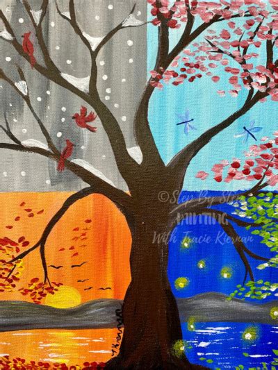 How To Paint A Four Seasons Tree Salvador Acrylic Paint Kit Step By