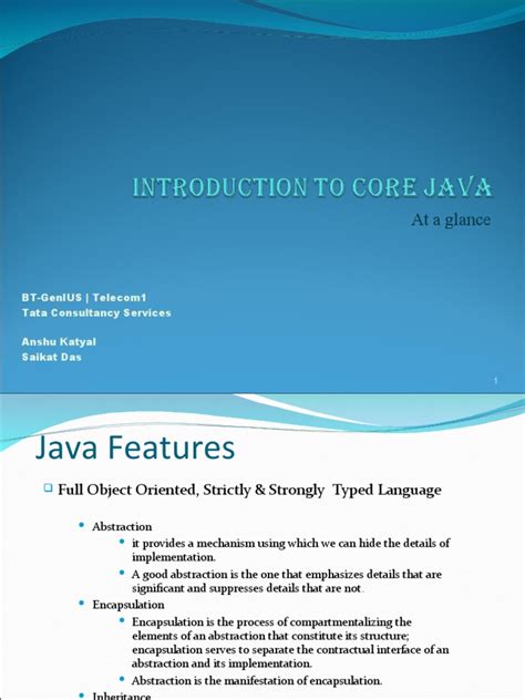 Introduction To Core Java At A Glance Pdf Inheritance Object