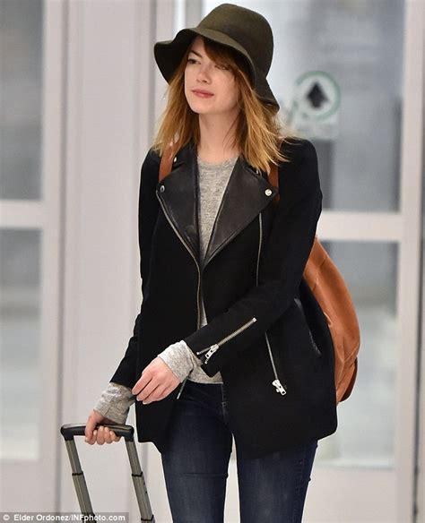 Emma Stone Sports Radiant Complexion As She Flies Cross Country In