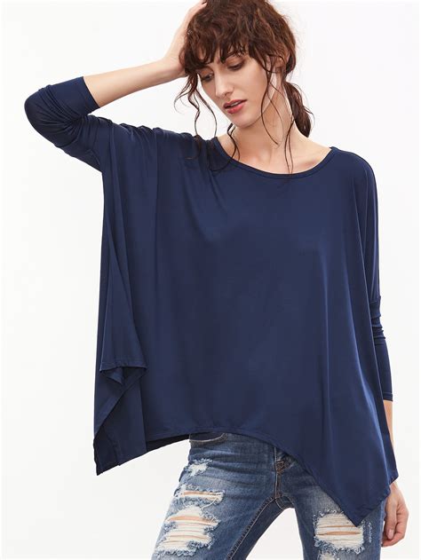 Dolman Sleeve Oversized Asymmetric T Shirt Sheinsheinside