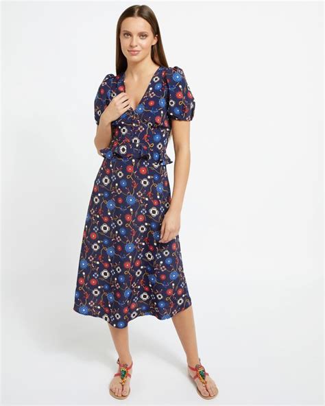 Dunnes Stores Blue Savida Print Midi Dress With Buttons