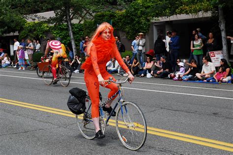 Fremont Solstice Parade Caution Naked Bicylists Michael Nebel