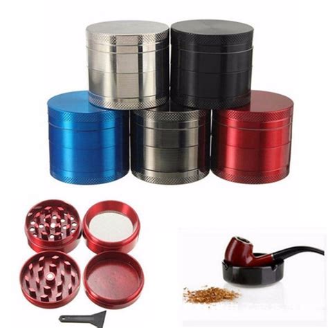 1pc tobacco alloy grinder 4 layer aluminum herbal herb tobacco grinder smoke grinders stainless