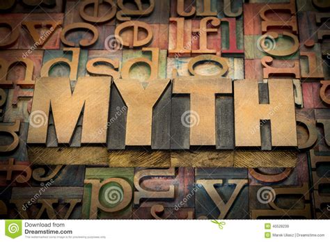 Myth Word In Wood Type Stock Image Image Of Fantasy