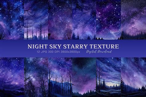 Night Sky Purple Starry Backgrounds Graphic By Marshall Designs
