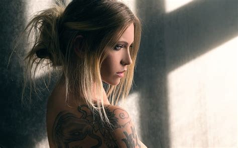 Free Download Hd Wallpaper Blonde Girl Tattoo Window Wallpaper Flare