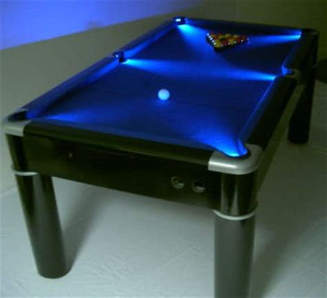 First, make sure the electric box that holds the wiring in the ceiling will support the fixture's weight. Strikeworth Aurora British 6 foot Pool Table with LED Lighting