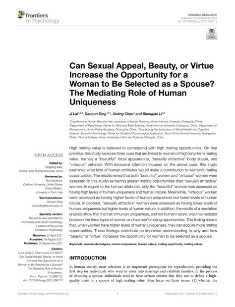 Pdf Can Sexual Appeal Beauty Or Virtue Increase The Opportunity For A Woman To Be Selected