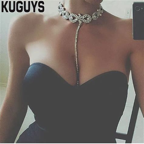 Kuguys Trendy Jewelry Luxury Crystals Strand Necklaces Women Cleavage