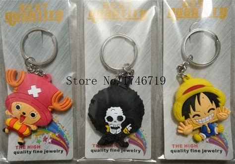 New 20pcs Japanese Anime One Piece Pvc Key Ring Cartoon Keychains Bag
