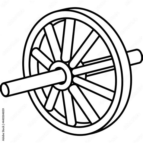 The Wheel And Axle Simple Machines Vector Outline Illustration Stock