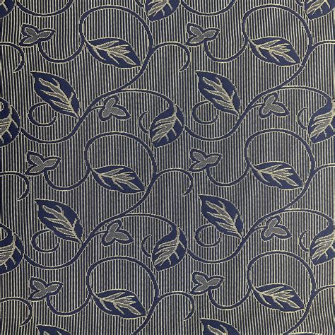 Leafy Vines In Navy Blue And Yellow Upholstery Fabric 54 Wide By