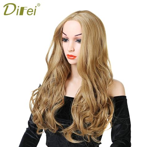 buy difei women s wig long curly wavy blond wig synthetic heat resistant