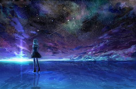 Anime Night Sky Stars Wallpaper Anime Wallpaper