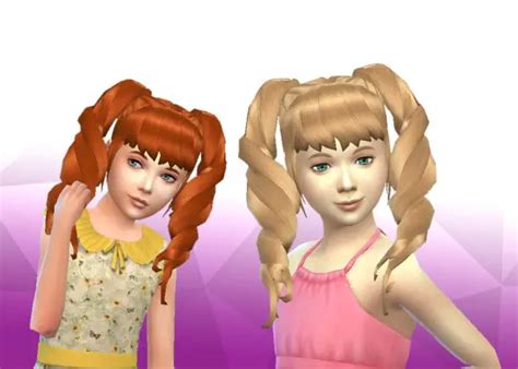 Mystufforigin Twist Pigtails For Girls Sims 4 Hairs