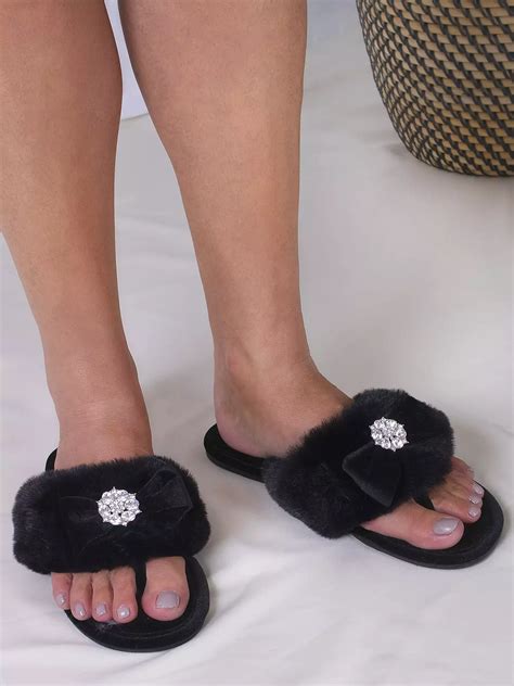 Pretty You London Amelie Slippers Black At John Lewis And Partners