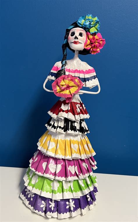Paper Mache Catrina Figures Assorted 28cm Approx Rustico Mexicano