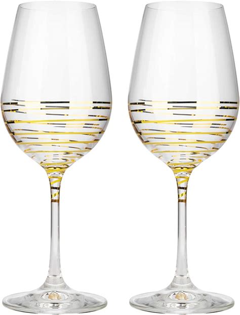 crystalex 40729 350 m8441 12 oz viola gold spiral bohemian wine glasses set of 2
