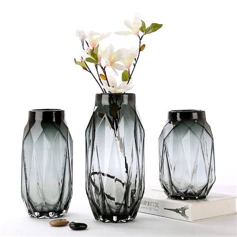 Modern Simple Style Flower Smoky Grey Glass Vase For Home Decoration Wedding High Quality Glass