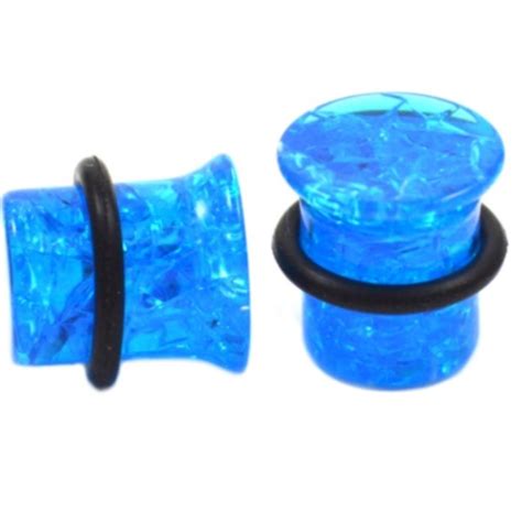 Blue Cracked Gem Single Flared Ear Plugs 4g 1 2 Ear Piercings Gauges Ear Plugs Gem Plugs