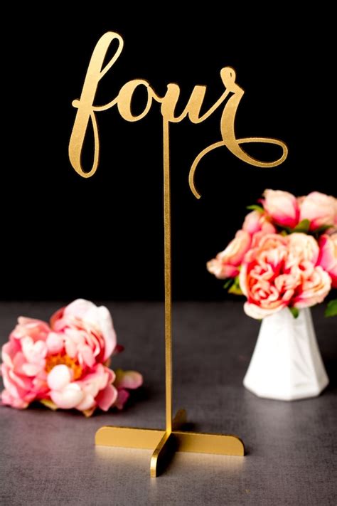 Gold Wedding Table Numbers Freestanding With Base By Betteroffwed