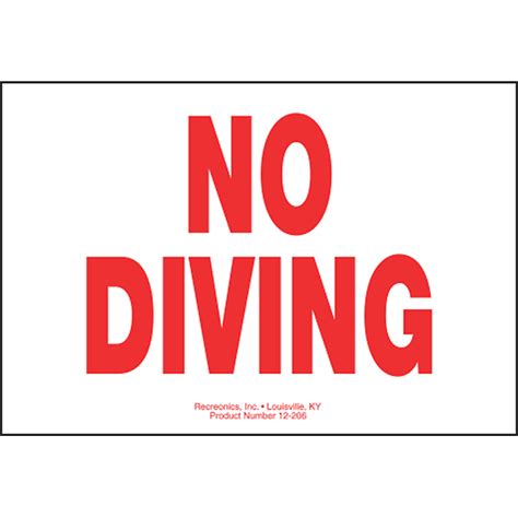 No Diving Swimming Pool Sign