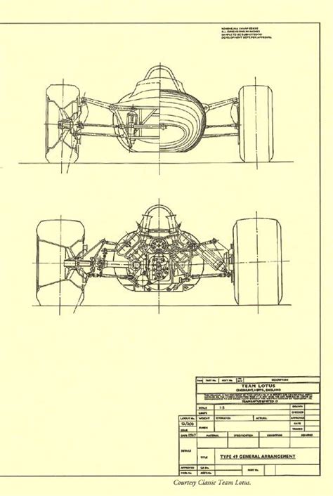 1967 Lotus 49 General Arrangement Lotus F1 Technical Illustration