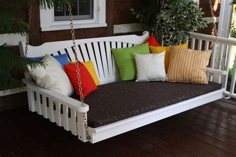 6 Painted White Porch Swing Bed With Swing Bed Mattress And Accent