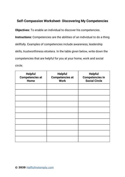 Self Compassion Worksheets 7 Self Compassion Self Esteem