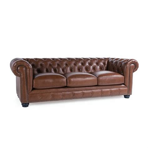 Birch Lane™ Adelbert 95 Genuine Leather Rolled Arm Chesterfield Sofa