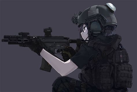 Hd Wallpaper Anime Girl Gunner Military Uniform Profile View