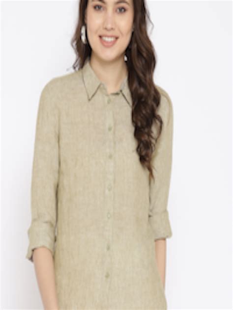Buy Marks And Spencer Women Green Regular Fit Linen Casual Shirt Shirts