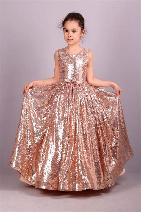 Blush Gold Rose Sequin Dress Adult Sizes Are Possible Flower Girl