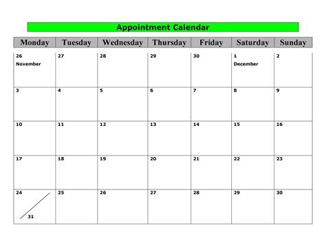 Monthly Appointment Planner Template Pdf Template