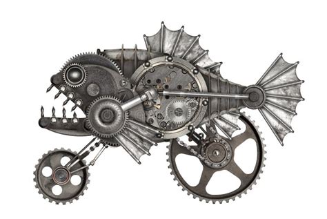 Steampunk Style Industrial Mechanical Fish Stock Illustration