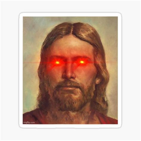 Jesus Christ With Red Eyes Sticker For Sale By Yesterdaycheck Redbubble