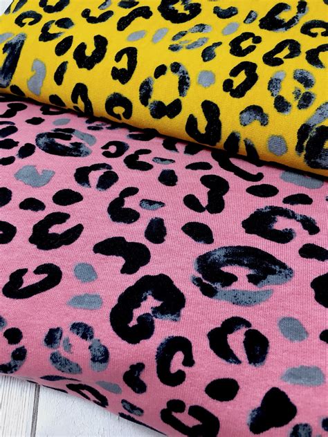 Mustard Leopard Print Jersey Sweatshirt Fabric Animal Print