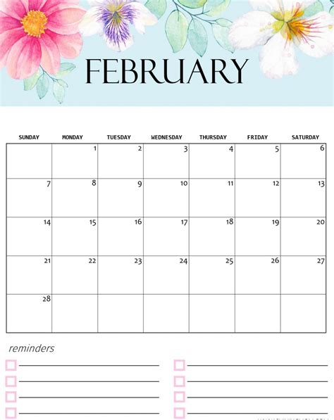 Free Printable February 2021 Calendar Cute Date Pages One Platform