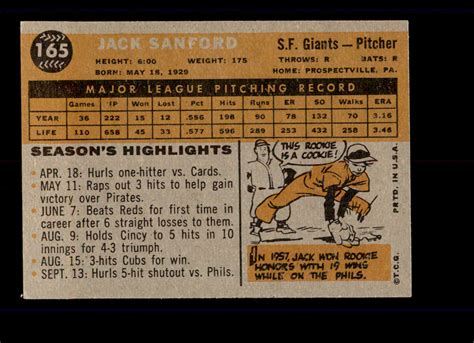 1963 topps peel offs jack sanford tonyetrade