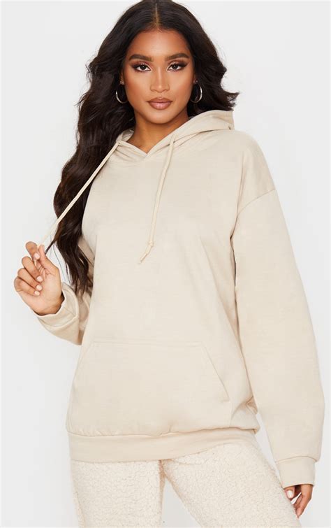Beige Ultimate Oversized Hoodie Tops Prettylittlething Usa