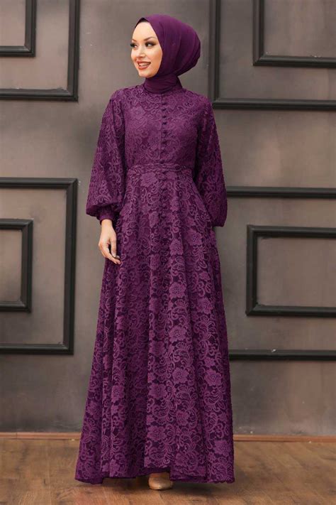 Purple Hijab Evening Dress 5477mor Neva