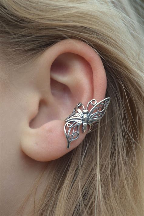Butterfly Ear Cuff Monarch Butterfly Ear Cuff Butterfly Etsy Ear