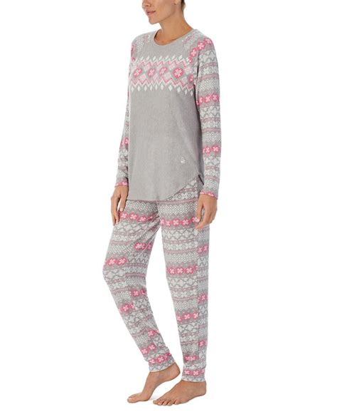 Cuddl Duds Womens Brushed Sweater Knit Long Sleeve Pajama Set
