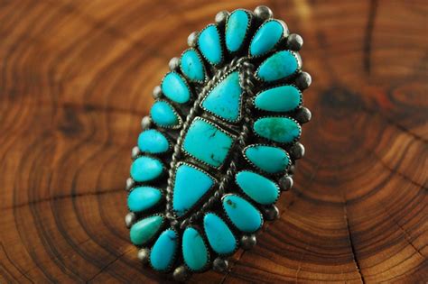 Vintage Sterling Silver Zuni Petit Needle Point Turquoise Etsy