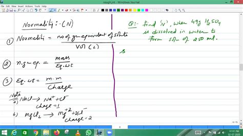 Th And Th Chemistry Normality N Unit Of Concentration YouTube