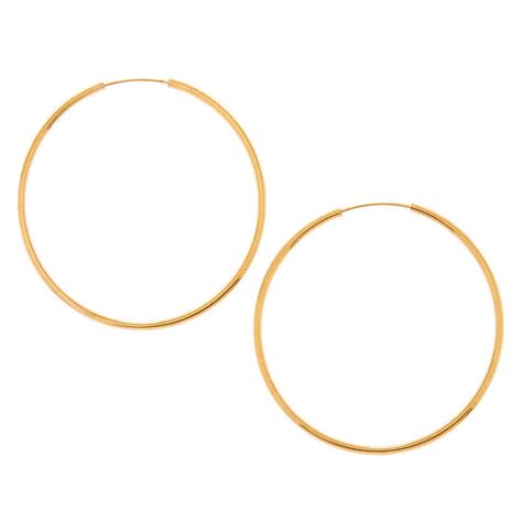 18ct Gold Plated 30mm Hoop Earrings Claires